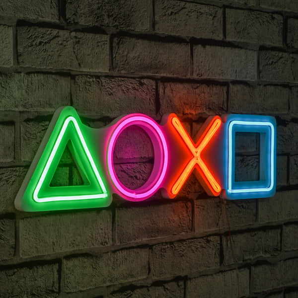lastična zidna dekoracija s LED rasvjetom, Play Station - Multicolor-Vasdom.hr