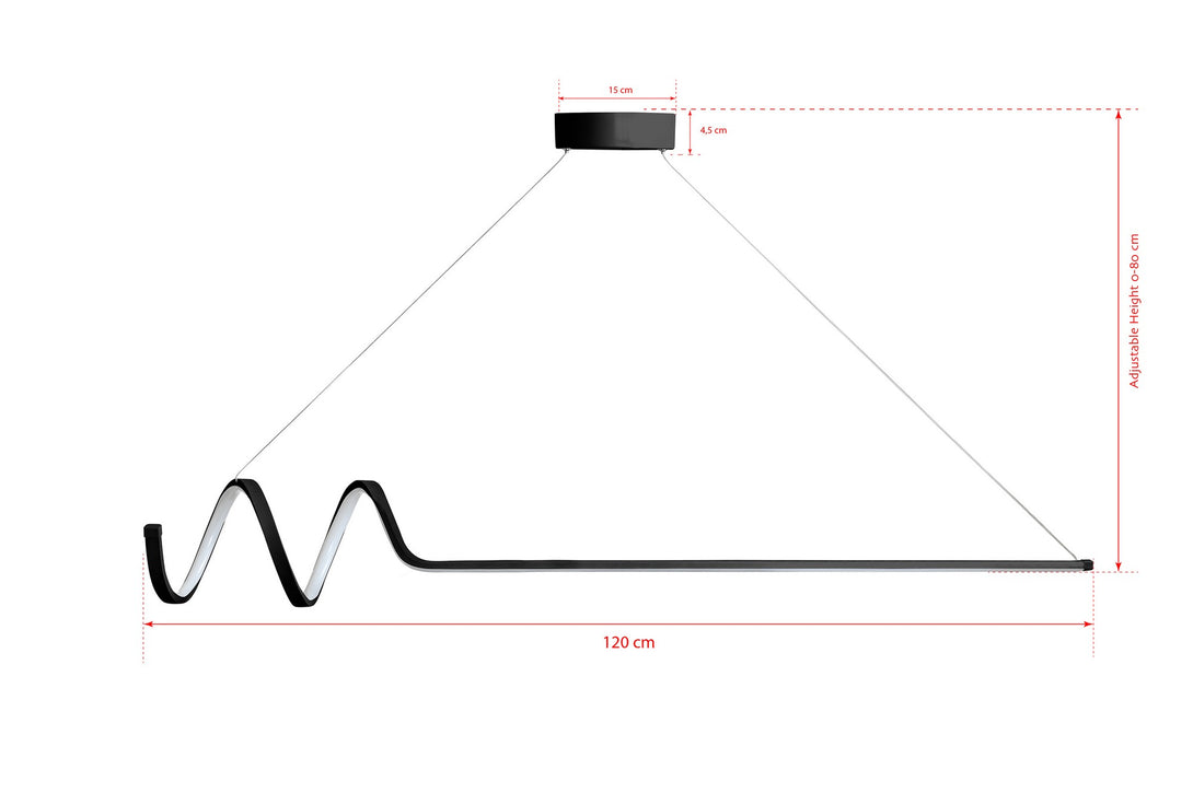 Luster Waterwave - Black Body, White Light-Vasdom.hr