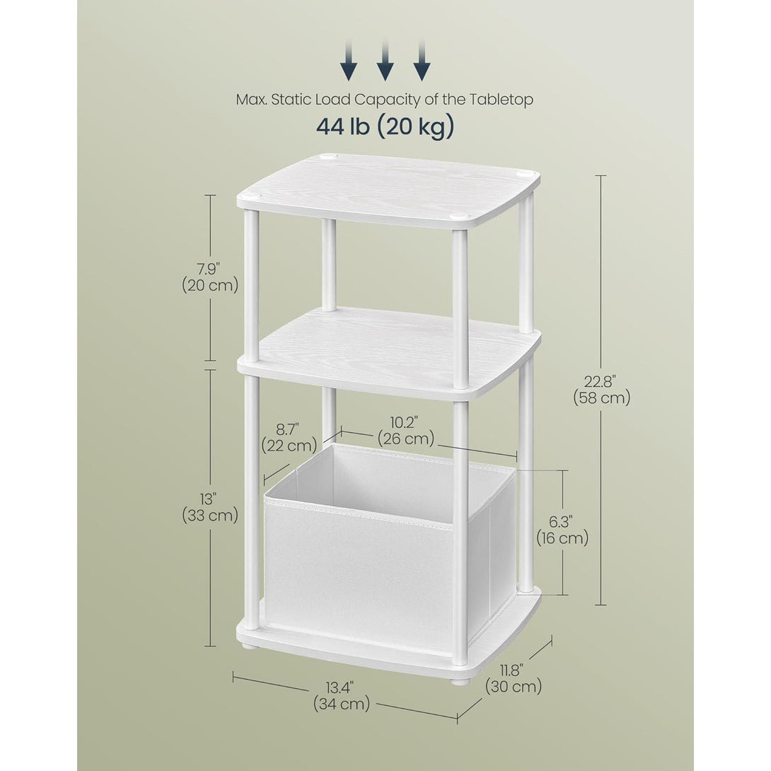 Mali stolić s 3 police za pohranu, 30 x 34 x 58 cm, moderni dizajn, bijeli | SONGMICS-Vasdom.hr