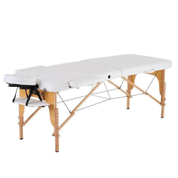 Masažni stol, sklopivi i prijenosni, drveni okvir, bijeli-Vasdom.hr