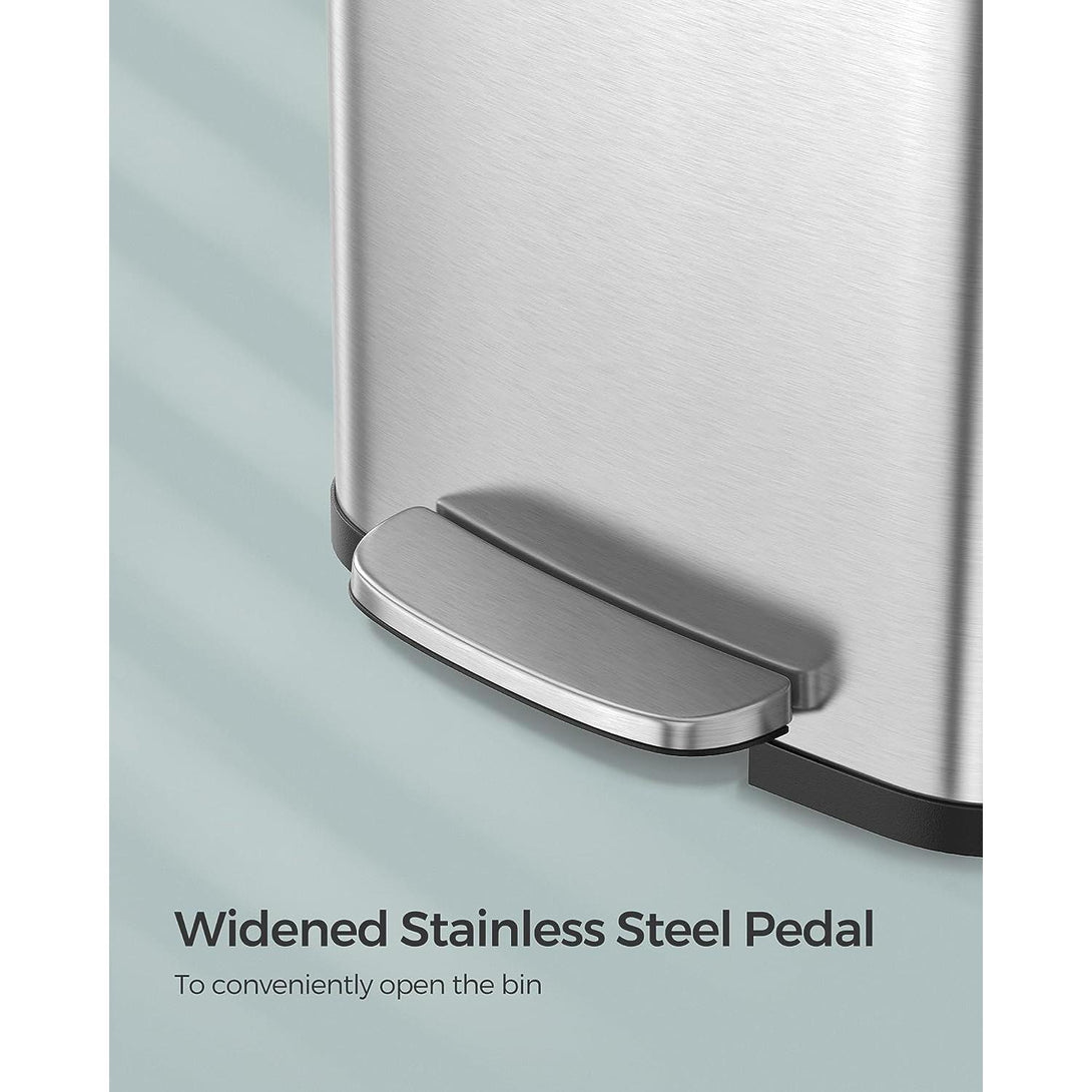 Metalna pedalna kanta s poklopcem, 68l, 40,5 x 35 x 77 cm, srebrno-crna | SONGMICS-Vasdom.hr