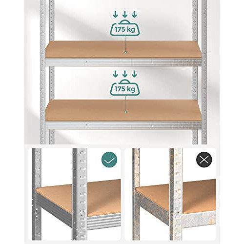 Metalna polica na 5 razina, 60 x 120 x 200 cm, nosivost 750 kg, srebrne boje | SONGMICS-Vasdom.hr