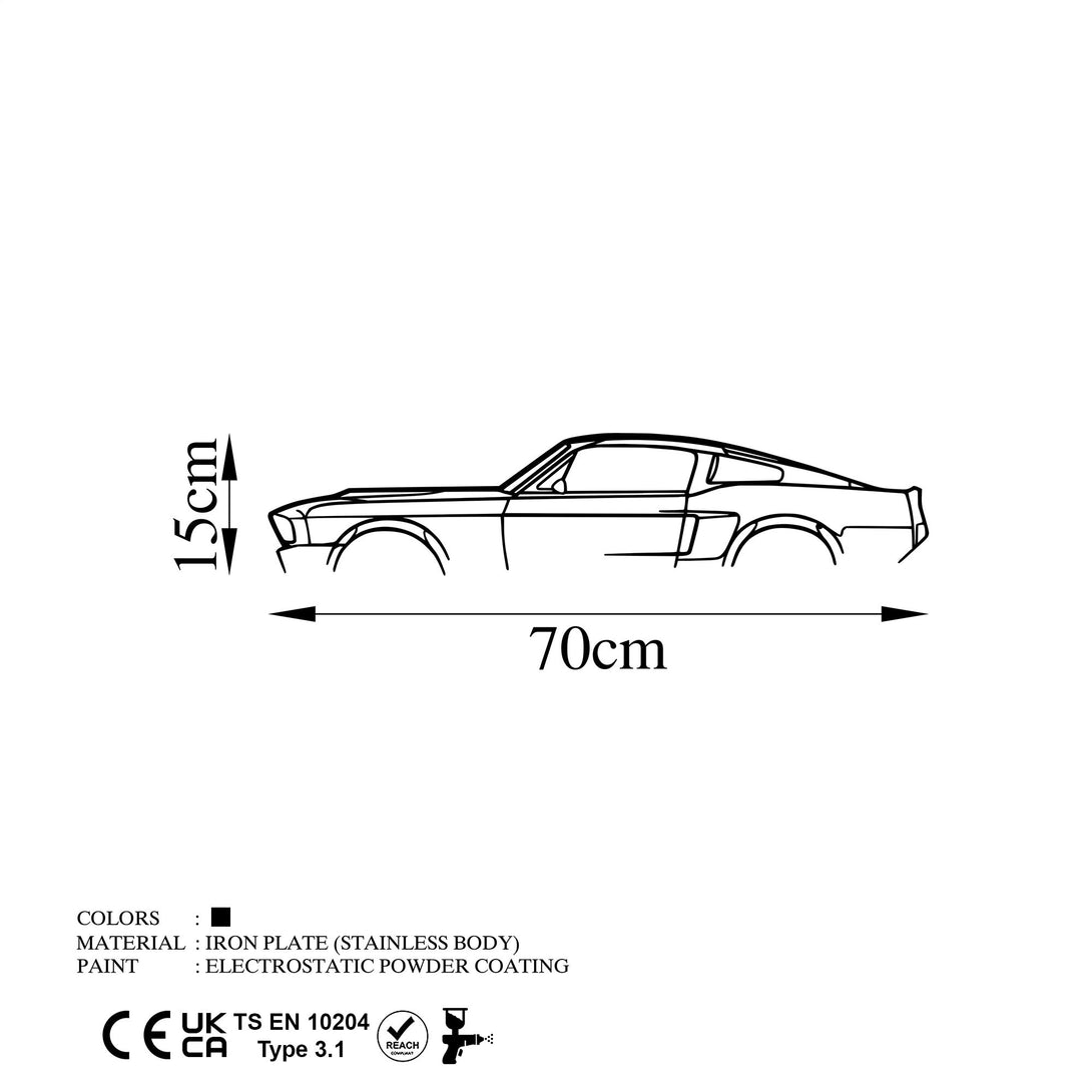 Metalna zidna dekoracija, 1967 Ford Mustang Shelby GT500 Silhouette-Vasdom.hr