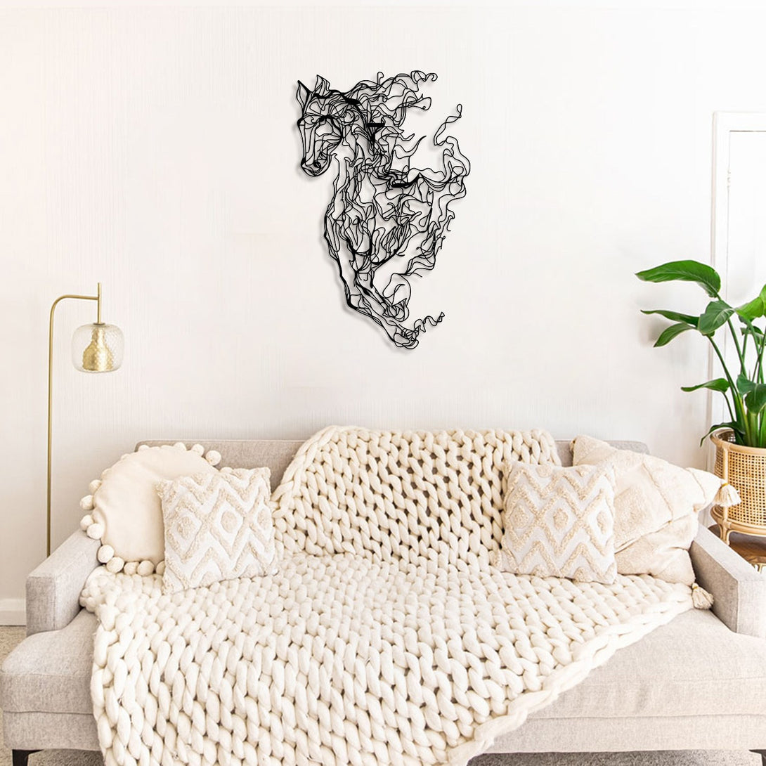 Metalna zidna dekoracija, Metal Horse Line Art - APT724-Vasdom.hr