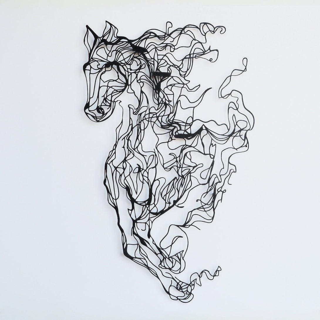 Metalna zidna dekoracija, Metal Horse Line Art - APT724-Vasdom.hr