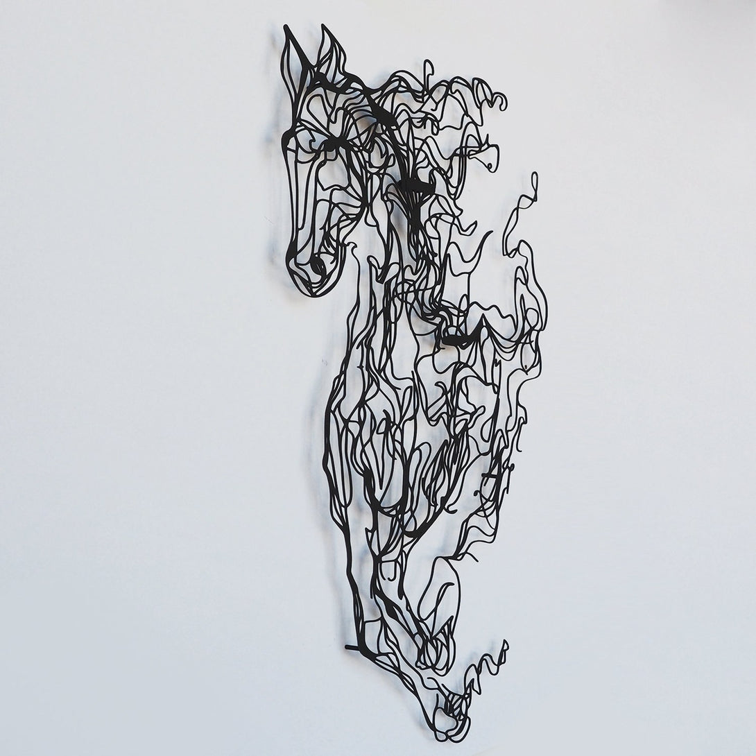 Metalna zidna dekoracija, Metal Horse Line Art - APT724-Vasdom.hr