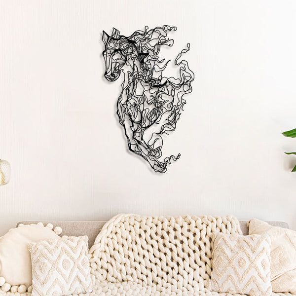 Metalna zidna dekoracija, Metal Horse Line Art - APT724-Vasdom.hr