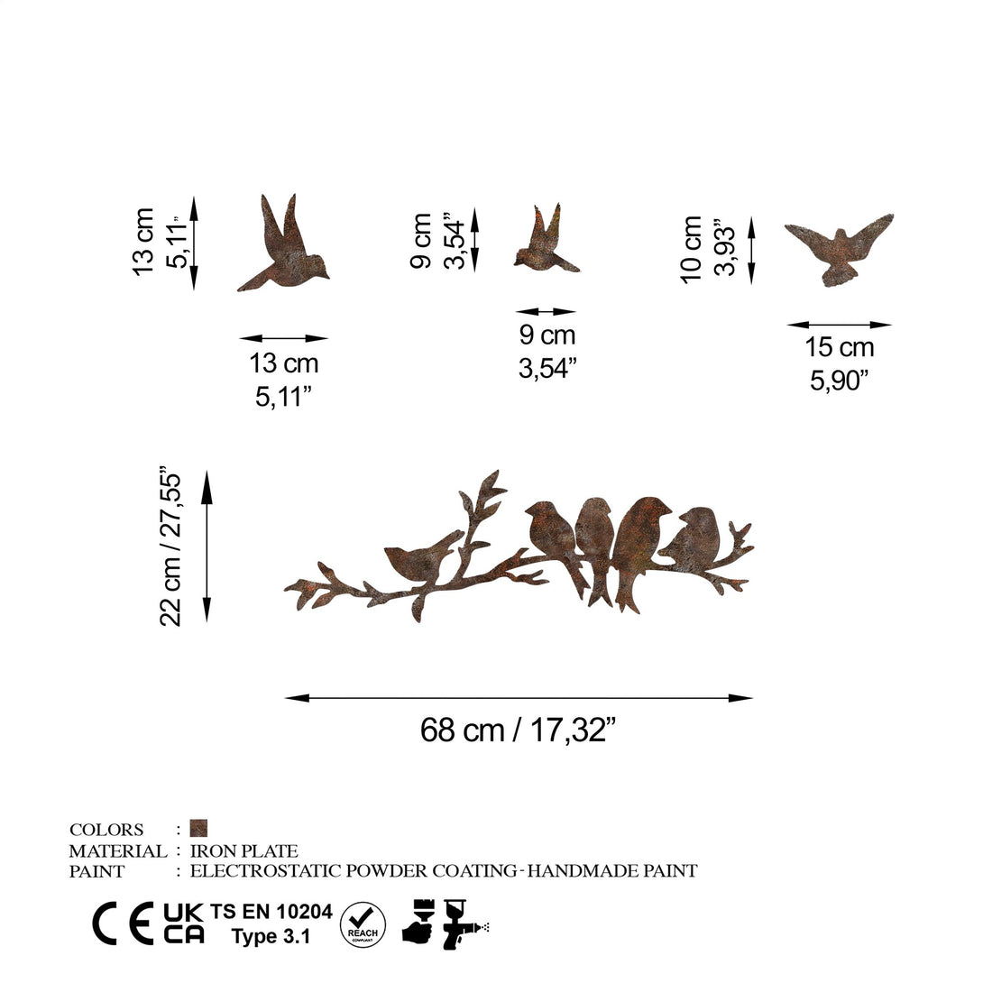 Metalna zidna dekoracija, Rusty Birds 2-Vasdom.hr