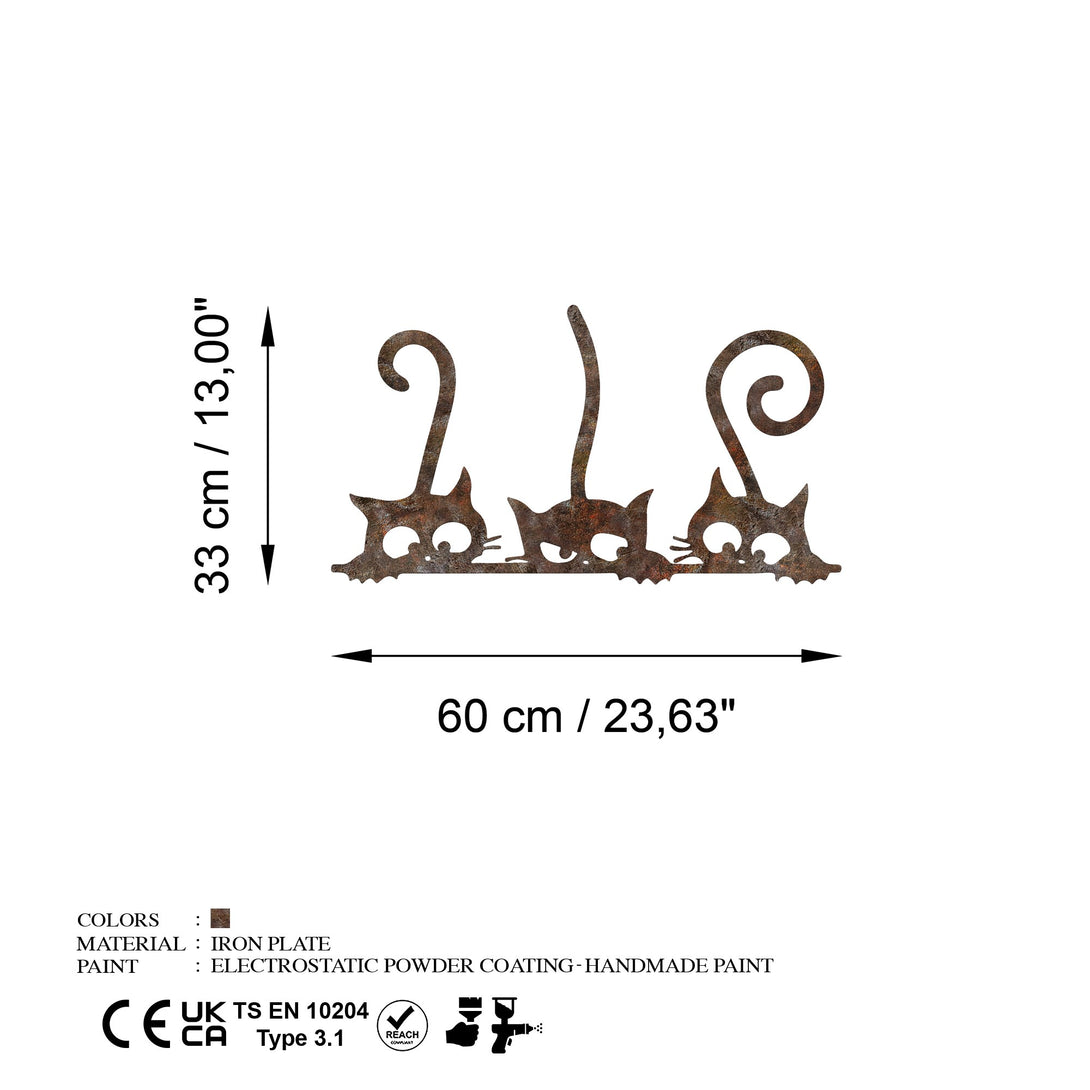 Metalna zidna dekoracija, Rusty Cats 1-Vasdom.hr