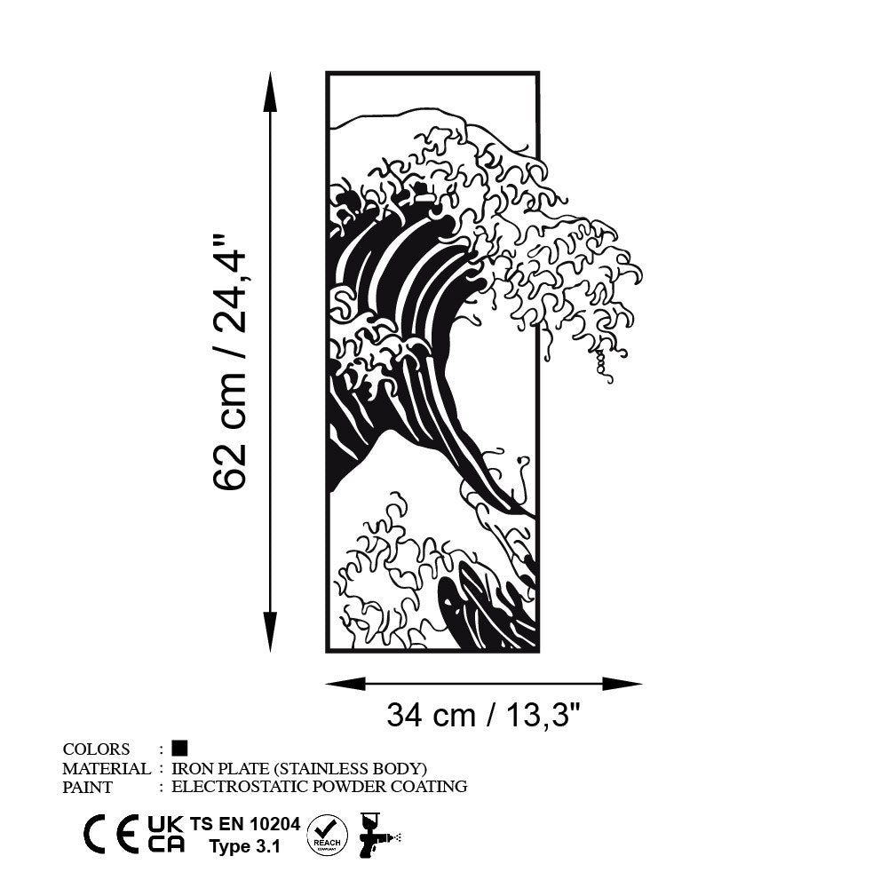 Metalna zidna dekoracija, Waves 3-Vasdom.hr