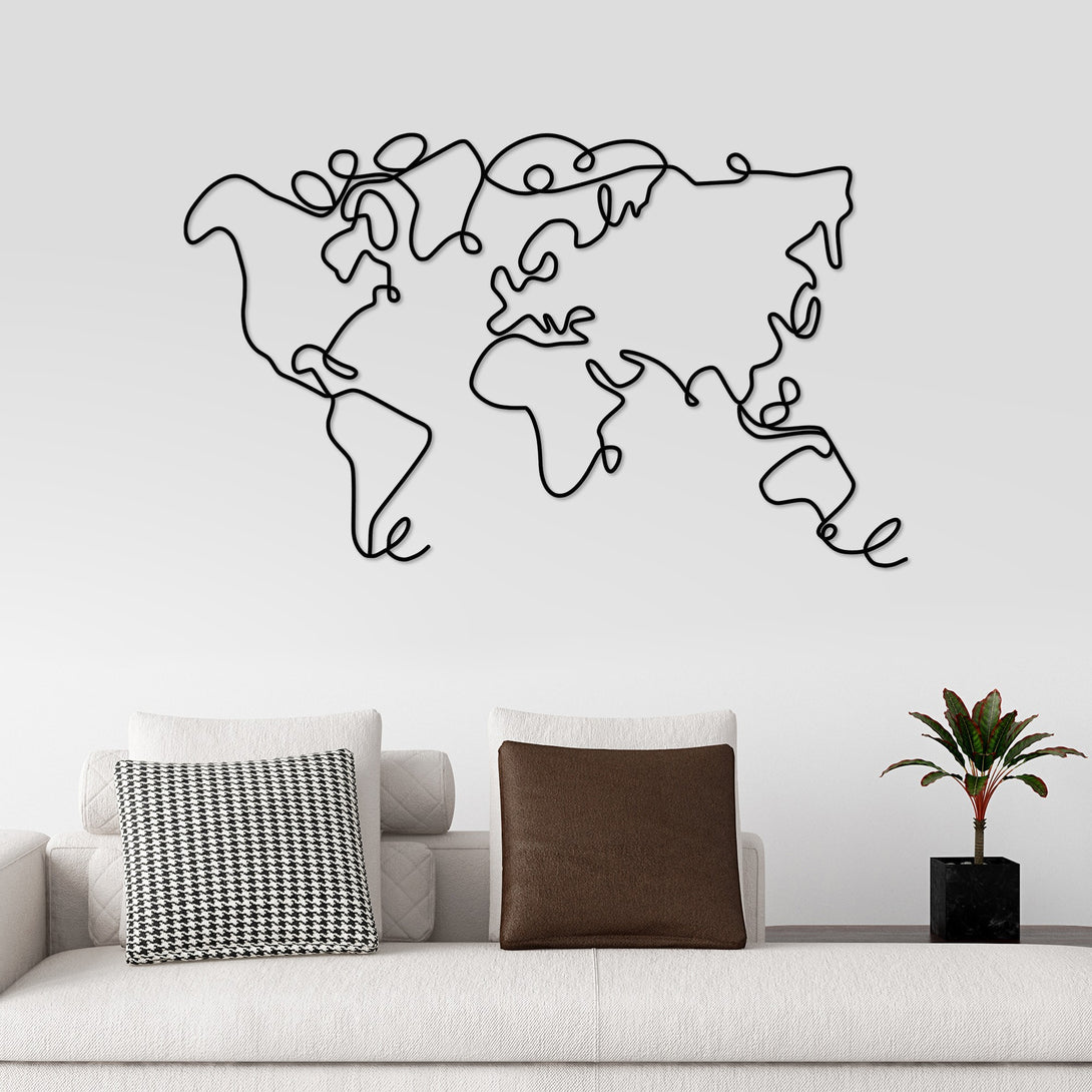 Metalna zidna dekoracija, World Map-Vasdom.hr