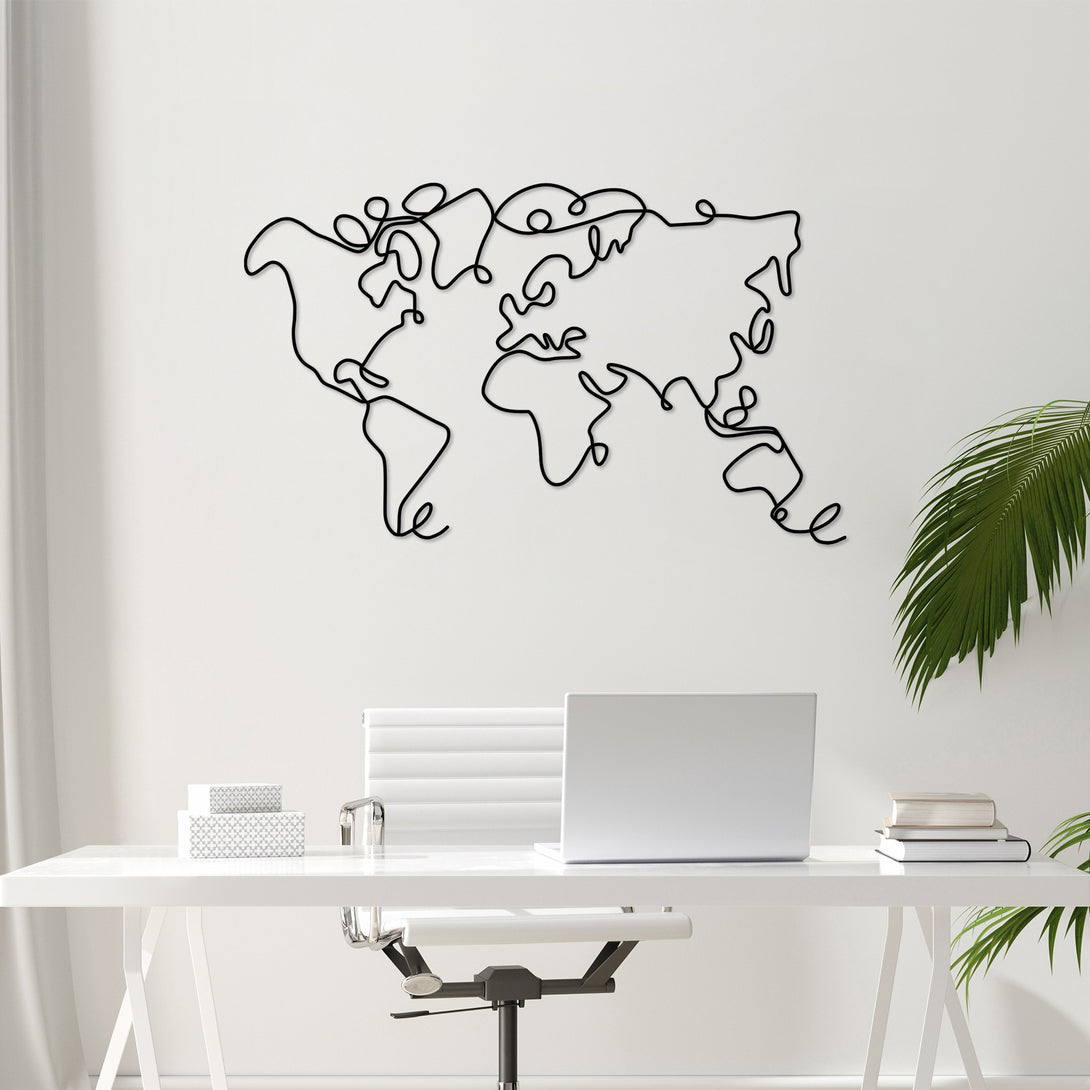 Metalna zidna dekoracija, World Map-Vasdom.hr