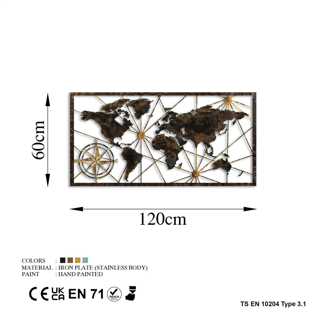 Metalna zidna dekoracija, World Map Large - 1-Vasdom.hr