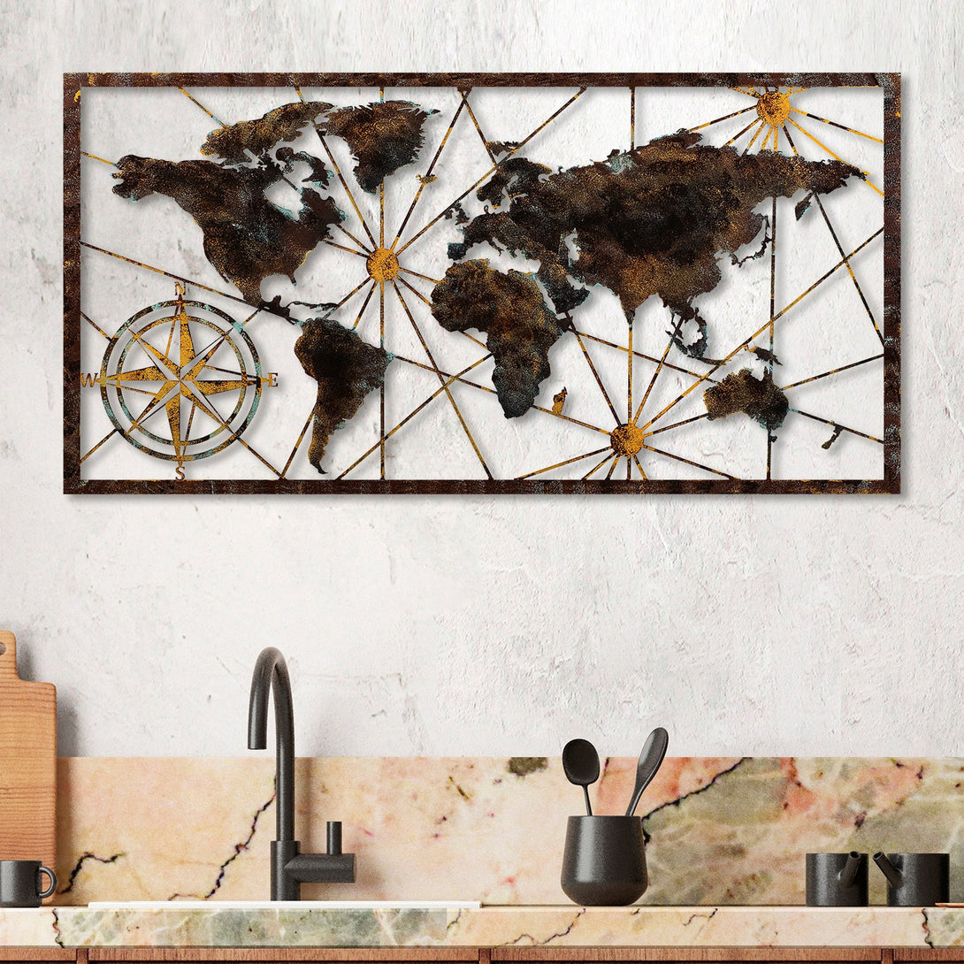 Metalna zidna dekoracija, World Map Large - 1-Vasdom.hr