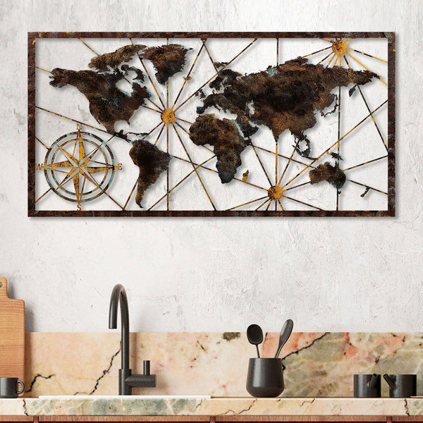 Metalna zidna dekoracija, World Map Large - 1-Vasdom.hr