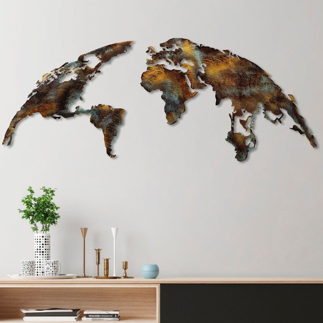 Metalna zidna dekoracija, World Map Medium - 3-Vasdom.hr