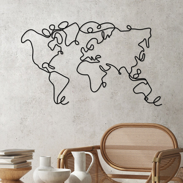 Metalna zidna dekoracija, World Map-Vasdom.hr
