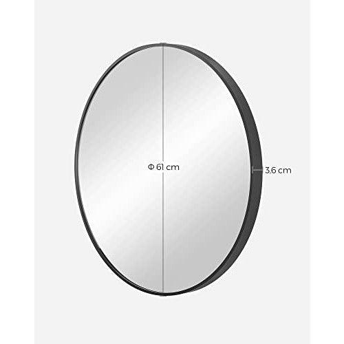 Moderno okruglo ogledalo za zid, obima 61cm, metalnog okvira crne boje | SONGMICS-Vasdom.hr