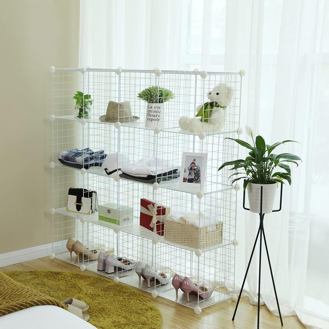 Modularni organizator za pohranu s 16 kocki, 123 x 31 x 123 cm, bijeli | SONGMICS-Vasdom.hr