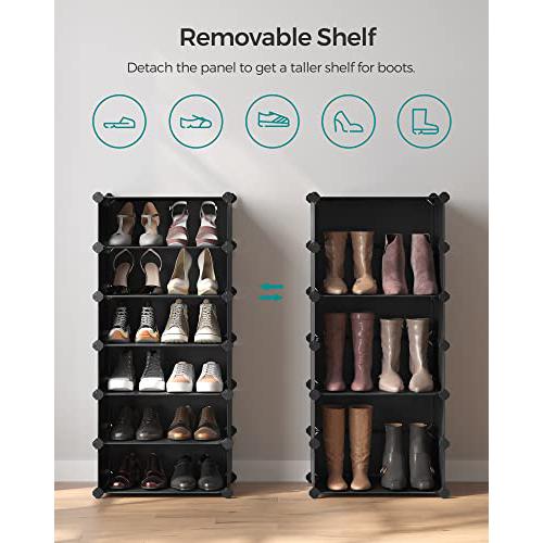 Modularni, plastični organizator za obuću, 40 x 30 x 17 cm po odjeljku, crni | SONGMICS-Vasdom.hr
