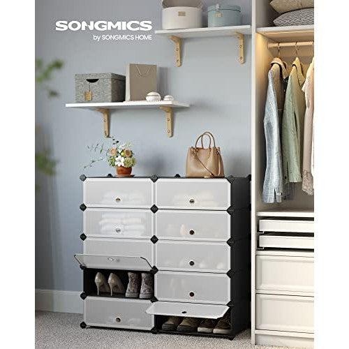 Modularni, plastični organizator za obuću, 40 x 30 x 17 cm po odjeljku, crni | SONGMICS-Vasdom.hr