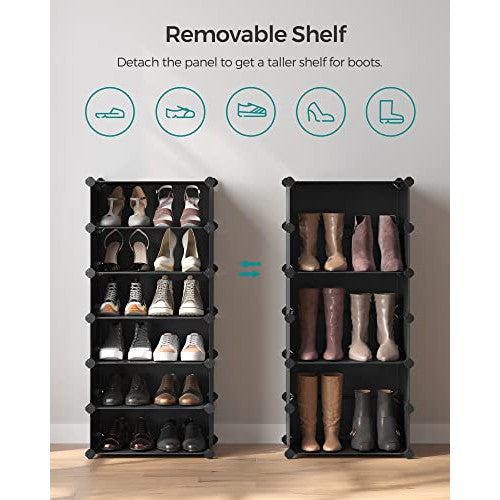 Modularni, plastični organizator za obuću, 40 x 30 x 17 cm po odjeljku, crni | SONGMICS-Vasdom.hr