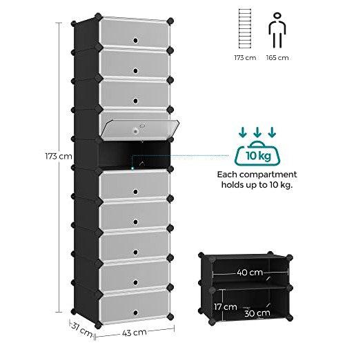 Modularni, plastični organizator za obuću, 40 x 30 x 17 cm po odjeljku, crni | SONGMICS-Vasdom.hr