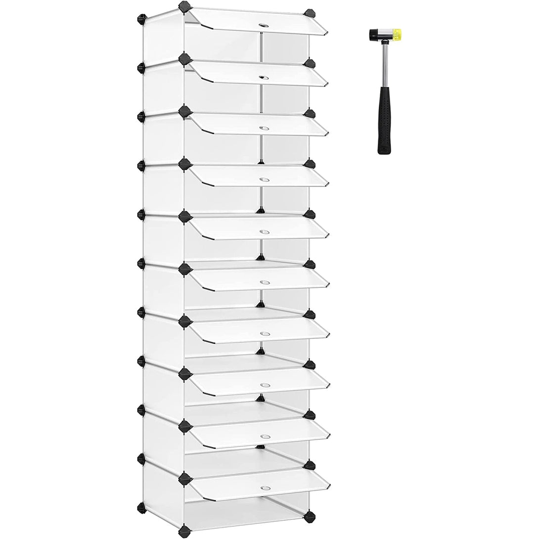 Modularni, plastični stalak za cipele s 10 pretinaca, svaki pretinac 40x30x17cm, bijeli | SONGMICS-Vasdom.hr