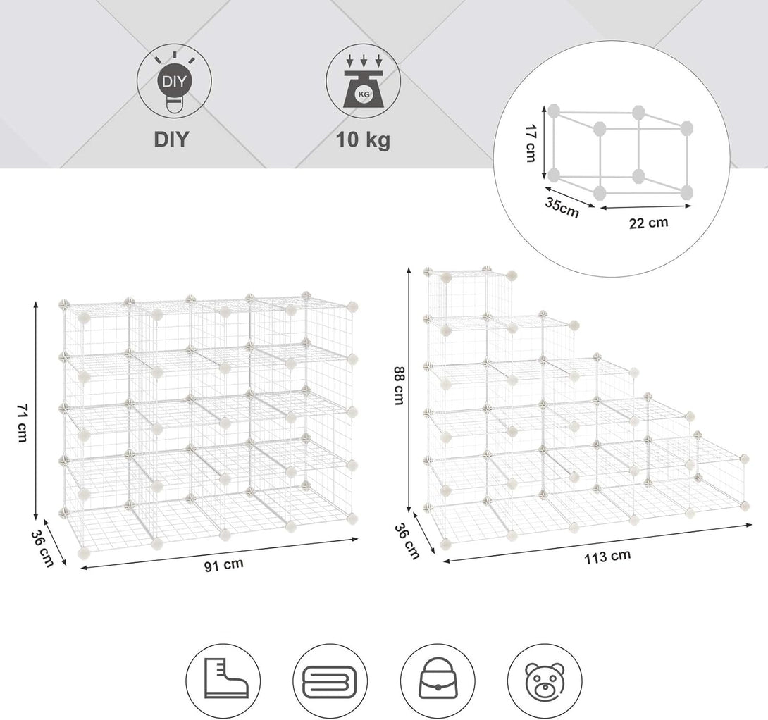Modularni stalak za odlaganje, police za cipele, 91 x 36 x 71 cm, bijeli | SONGMICS-Vasdom.hr