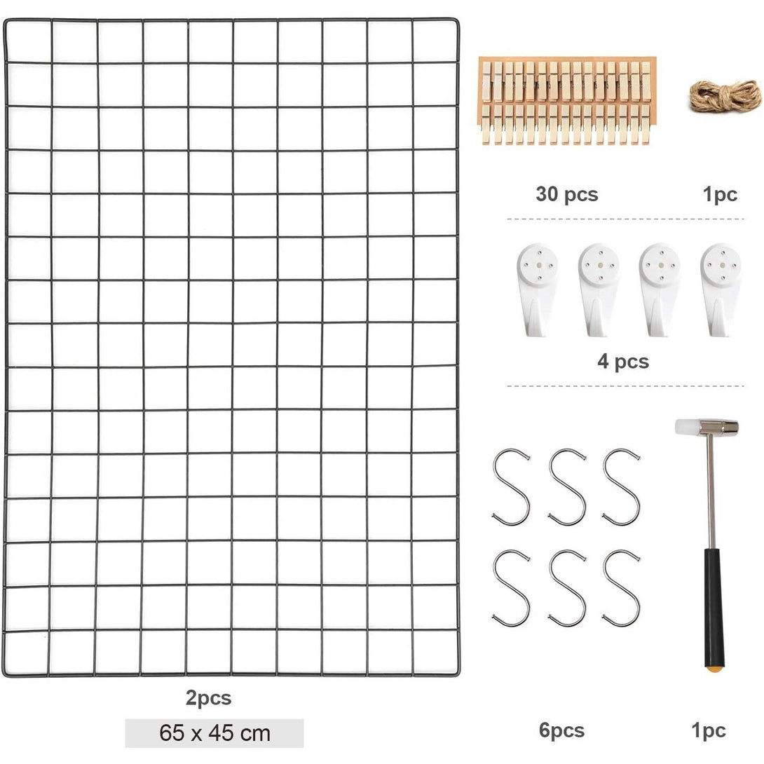 Mrežaste ploče, set od 2 komada, zidni ukras od metalne mreže, crne | SONGMICS-Vasdom.hr