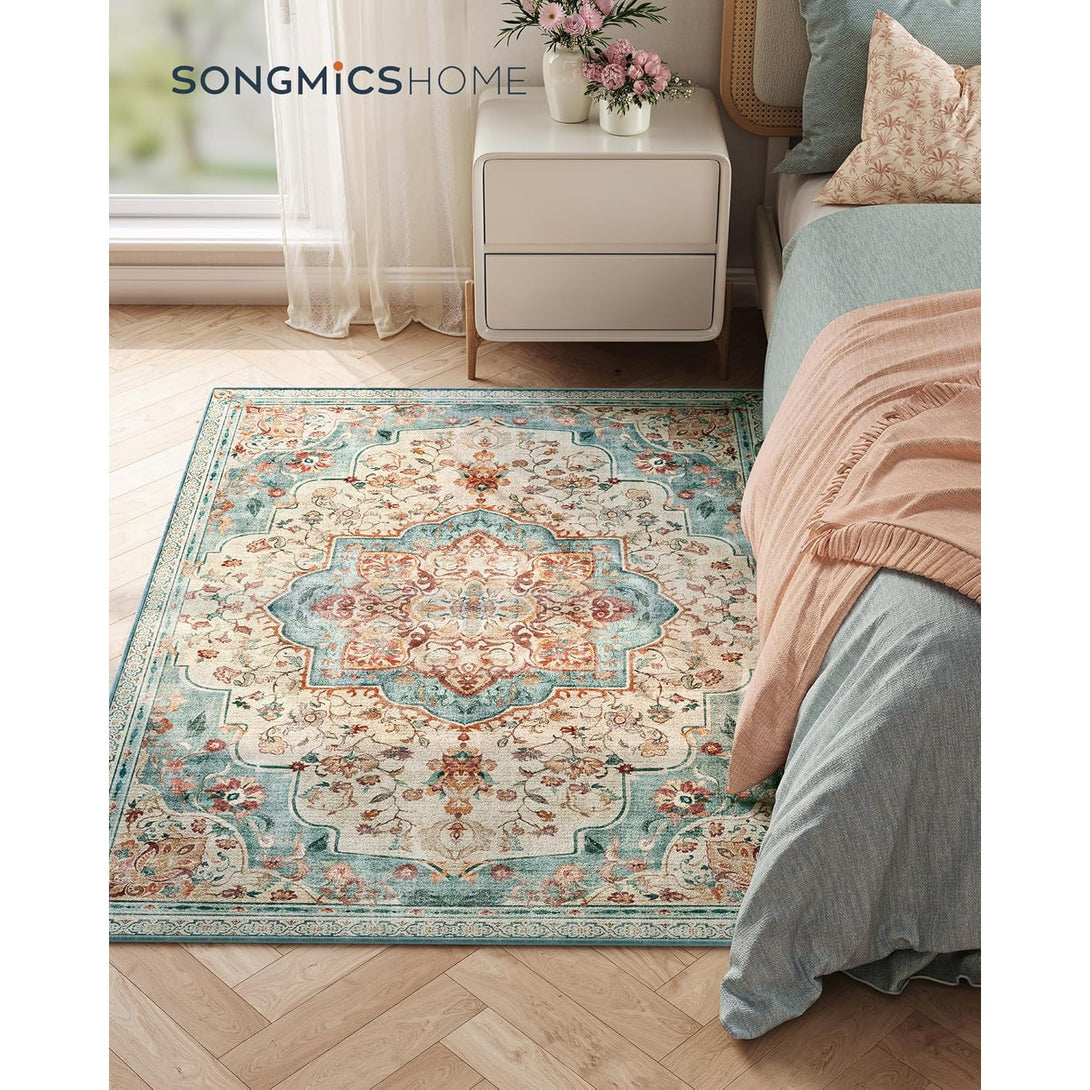 Neklizajući tepih 120 x 170cm tradicionalnog vintage stila, akvamarin boje | SONGMICS-Vasdom.hr