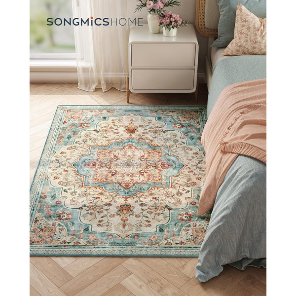 Neklizajući tepih 120 x 170cm tradicionalnog vintage stila, akvamarin boje | SONGMICS-Vasdom.hr
