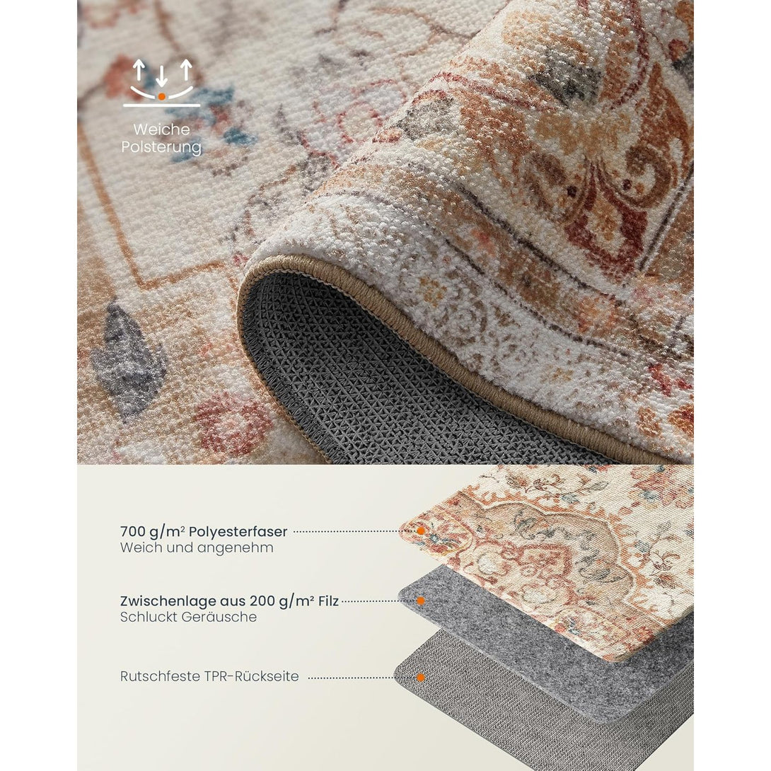 Neklizajući tepih 80x150cm tradicionalnog vintage stila, cappuccino bež boje | SONGMICS-Vasdom.hr