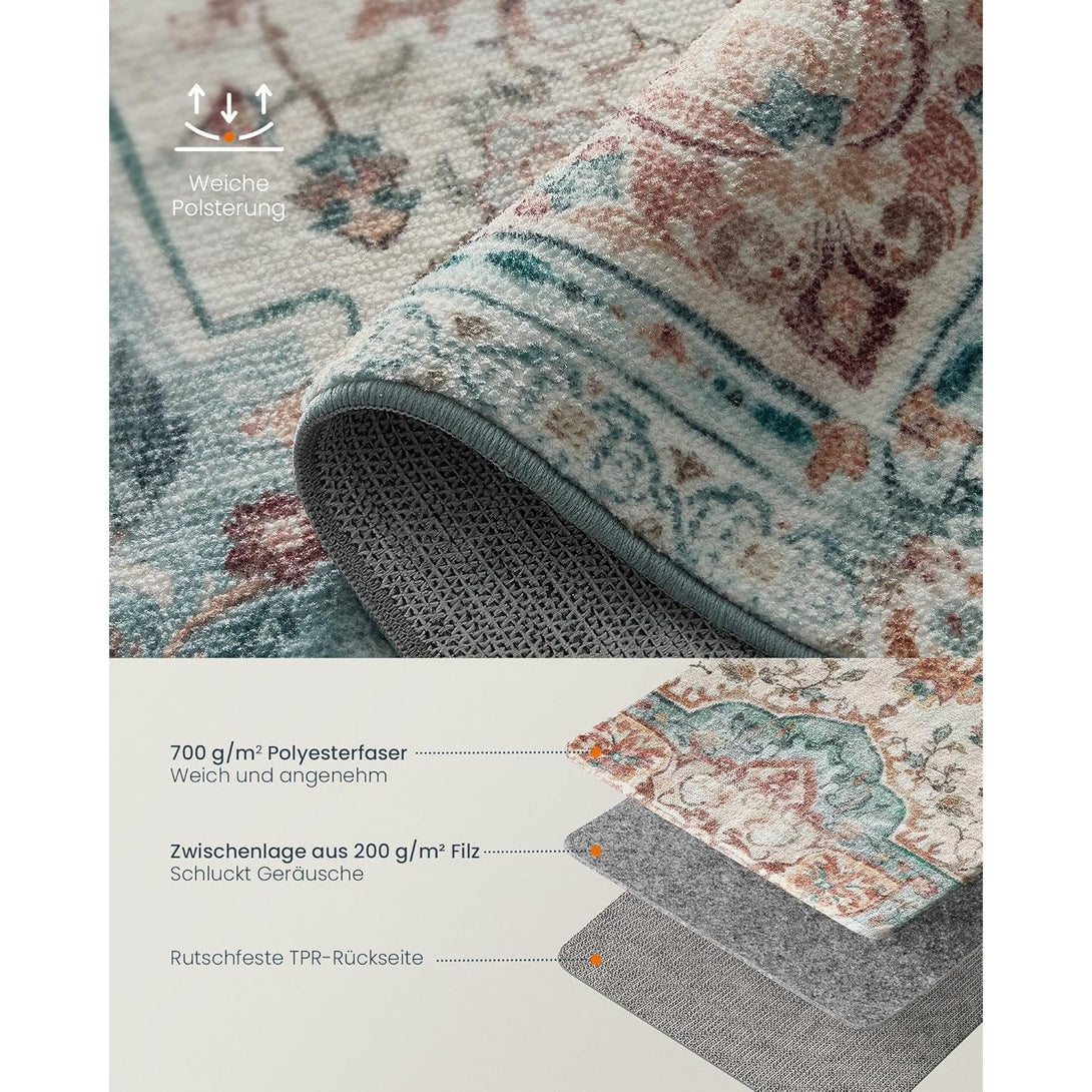 Neklizajući tepih tradicionalnog vintage stila, 92 x 153 cm, akvamarin boje | SONGMICS-Vasdom.hr