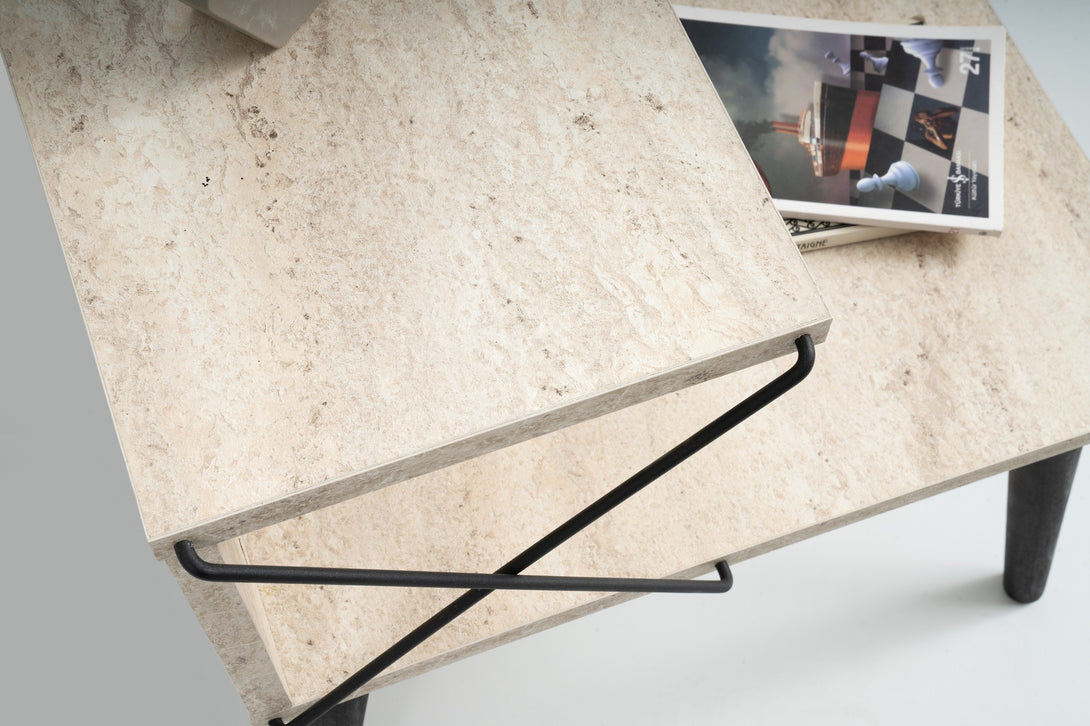 Noćni ormarić Cross - Black, Travertine-Vasdom.hr