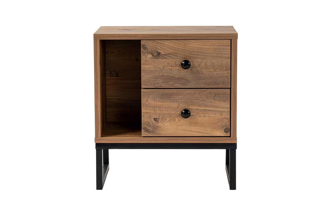 Noćni ormarić Glimmer - Atlantic Pine, Black-Vasdom.hr