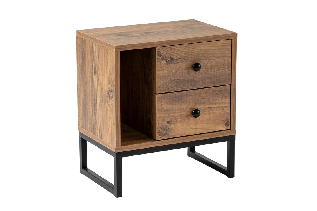 Noćni ormarić Glimmer - Atlantic Pine, Black-Vasdom.hr