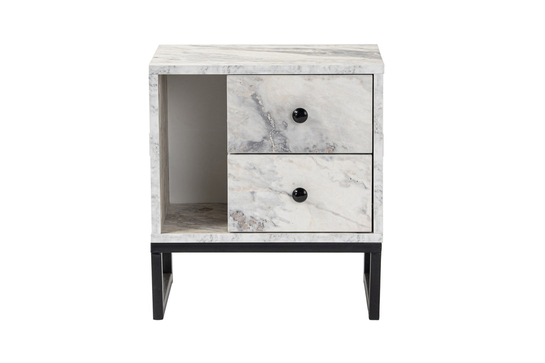 Noćni ormarić Glimmer - Fressia Marble, Black-Vasdom.hr