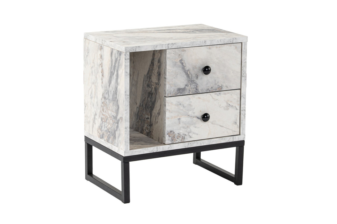 Noćni ormarić Glimmer - Fressia Marble, Black-Vasdom.hr