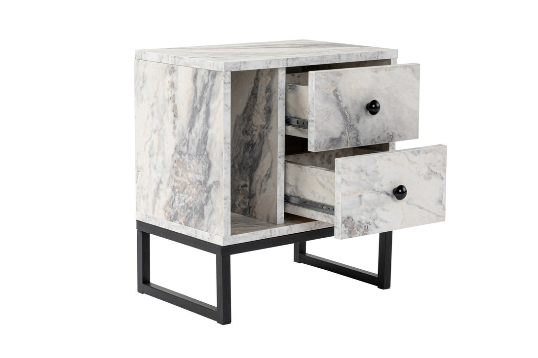 Noćni ormarić Glimmer - Fressia Marble, Black-Vasdom.hr