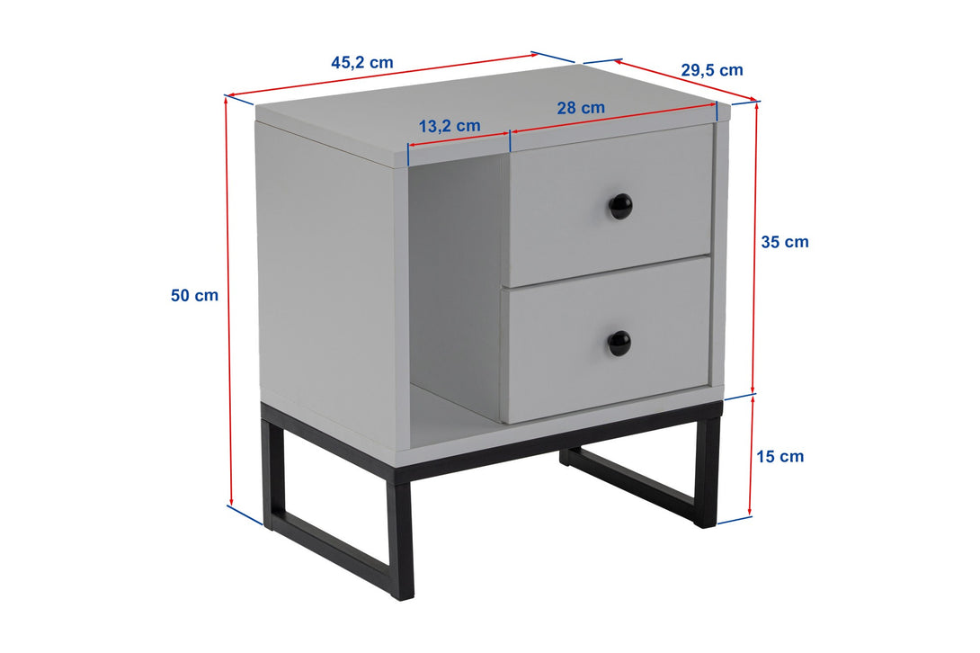Noćni ormarić Glimmer - Fressia Marble, Black-Vasdom.hr