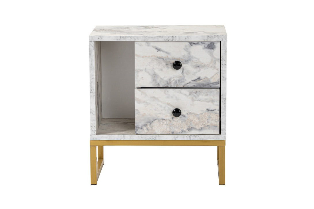 Noćni ormarić Glimmer - Fressia Marble, Gold-Vasdom.hr