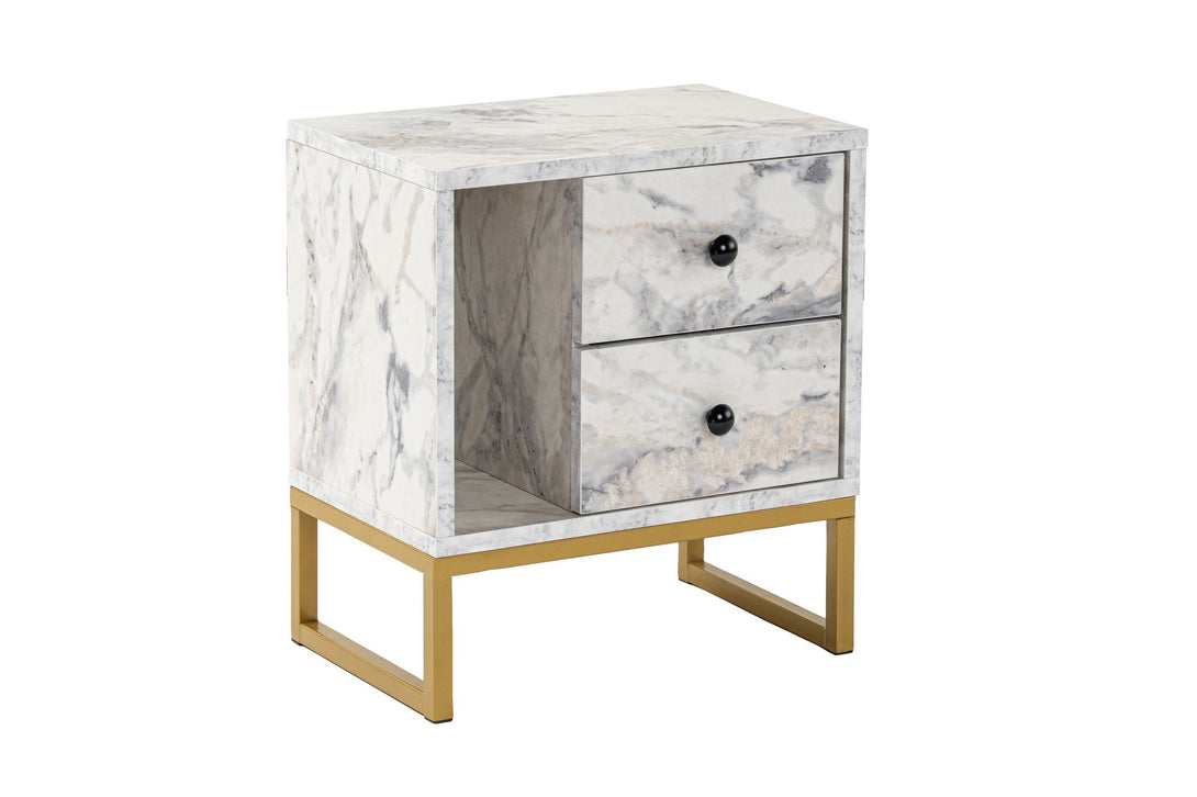 Noćni ormarić Glimmer - Fressia Marble, Gold-Vasdom.hr