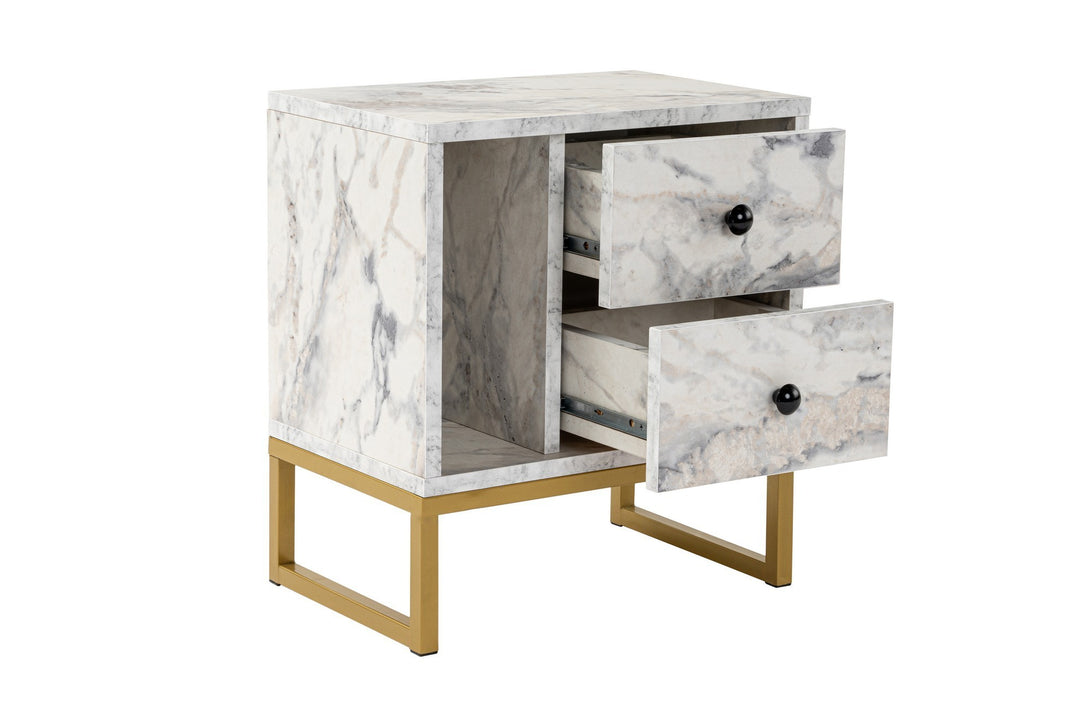 Noćni ormarić Glimmer - Fressia Marble, Gold-Vasdom.hr