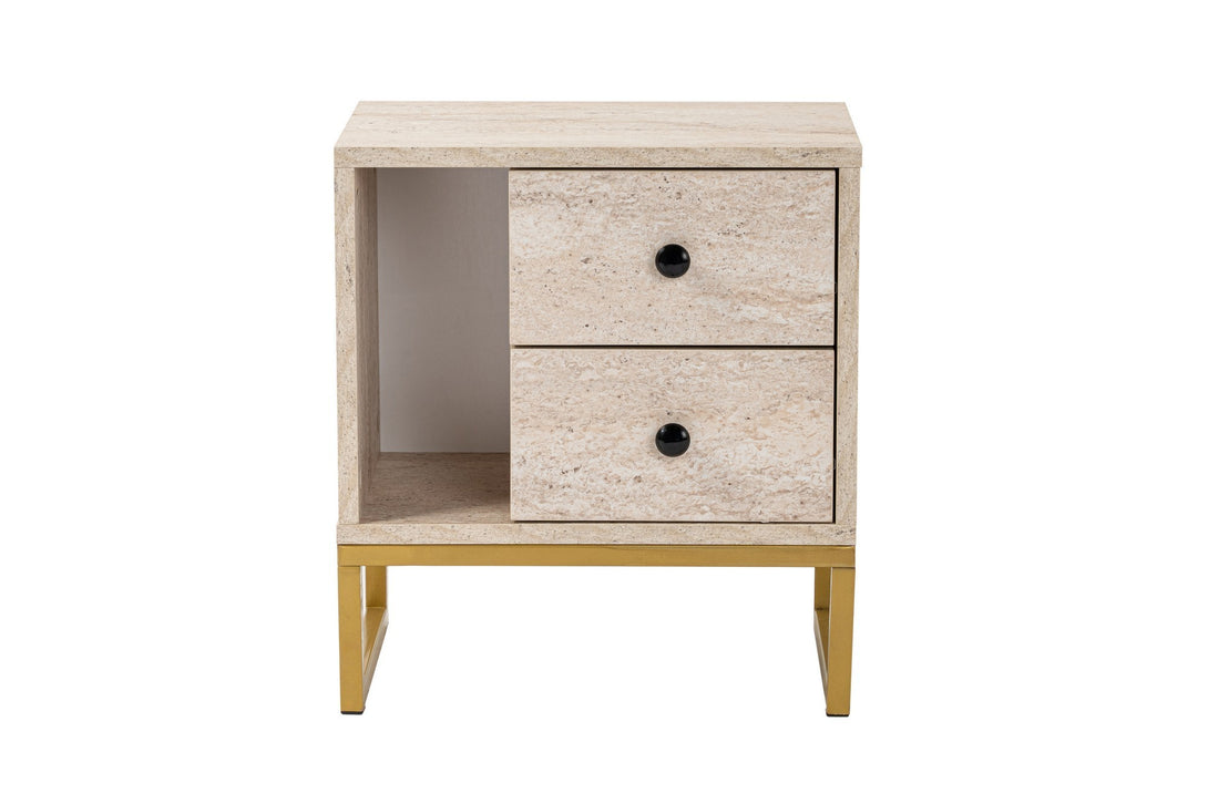 Noćni ormarić Glimmer - Travertine, Gold-Vasdom.hr