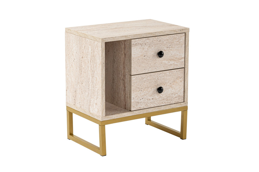 Noćni ormarić Glimmer - Travertine, Gold-Vasdom.hr