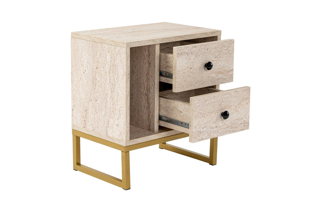 Noćni ormarić Glimmer - Travertine, Gold-Vasdom.hr
