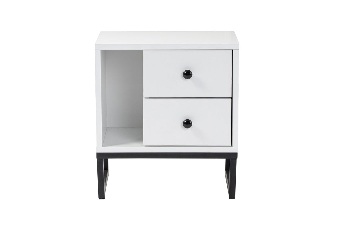 Noćni ormarić Glimmer - White, Black-Vasdom.hr