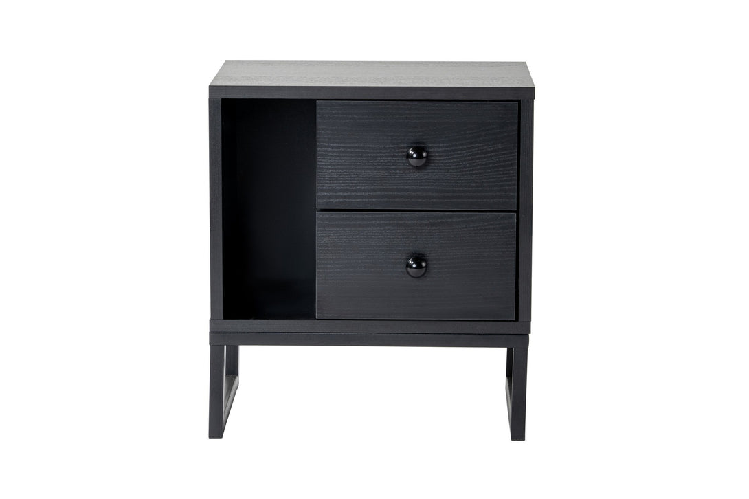Noćni ormarić Glimmer - Wood Black, Black-Vasdom.hr