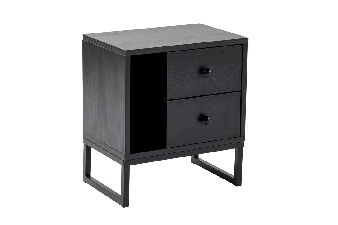 Noćni ormarić Glimmer - Wood Black, Black-Vasdom.hr